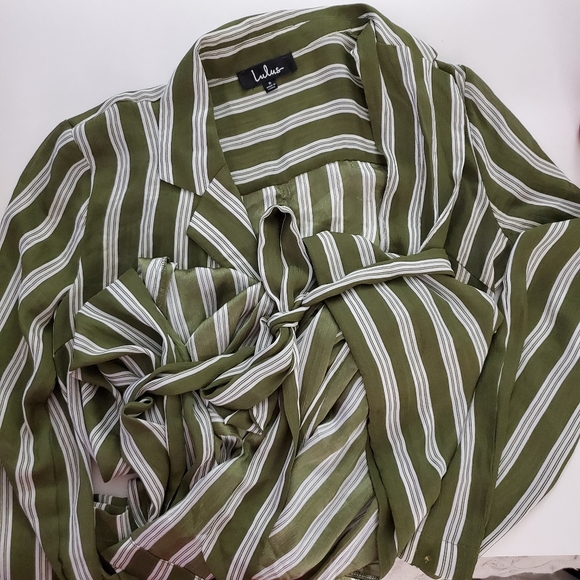 NWOT Cool As Can Be Olive Green Striped Duster - Picture 5 of 8